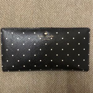 Kate Spade black and white polka dot wallet